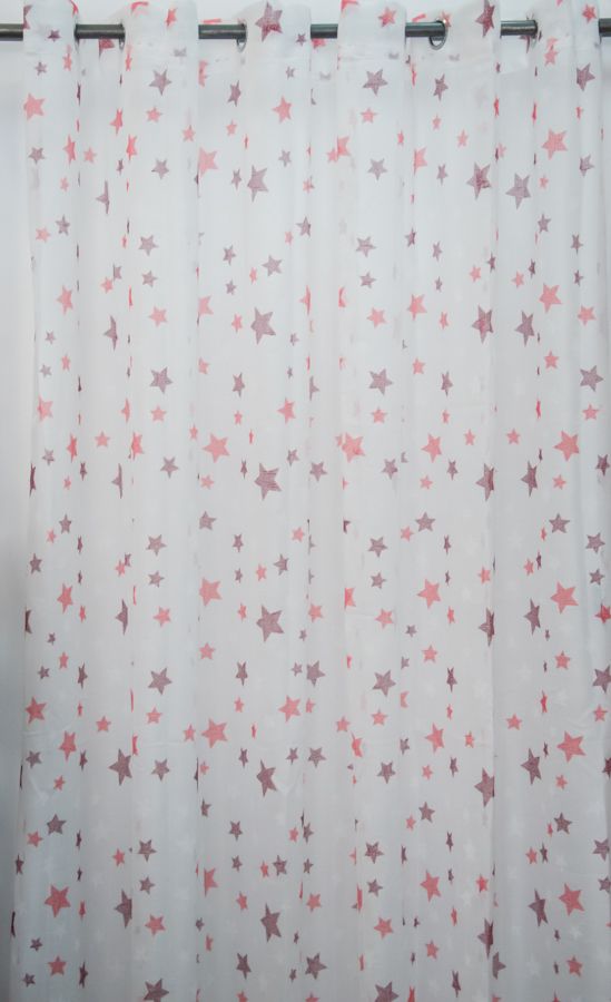 Kids Stars Burgundy Κουρτίνα Λινή Με Κρίκο Υ260xΦ280cm A418-13 — 1
