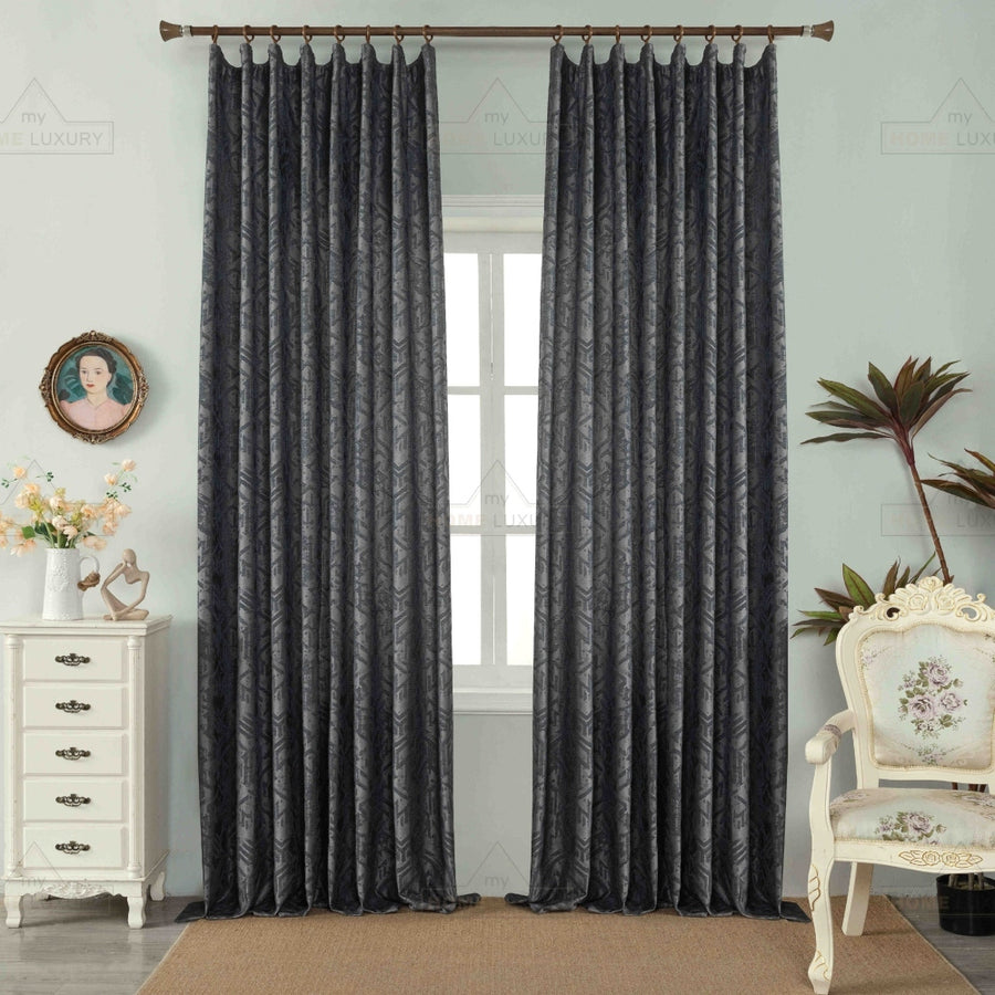 Κουρτίνα Σκίασης Ζακάρ Μαύρη Με Τρέσα 270x290cm 6025-1 — 1