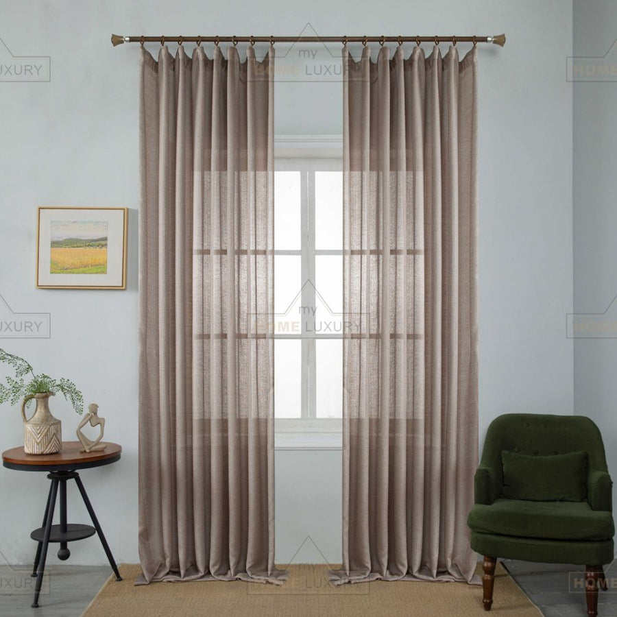 Line Senyl - Κουρτίνα Ημιδιάφανη Καφέ Με Τρέσα Υ270ΧΦ270cm 6036-4