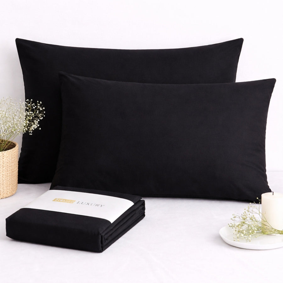 Σετ Μαύρες Μαξιλαροθήκες 50x70cm 100% Βαμβάκι 90050