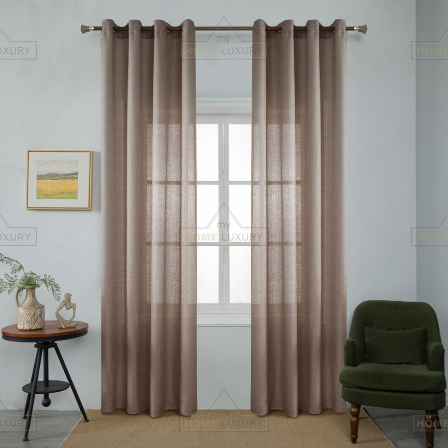 Line Senyl - Κουρτίνα Ημιδιάφανη Καφέ Με Κρίκο Υ270ΧΦ270cm A6036-4 — 1