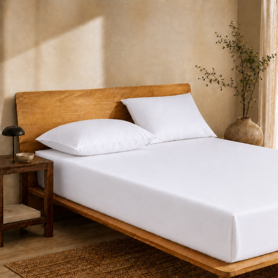 Σεντόνι Λευκό Διπλό με Λάστιχο 160x200+30 3τμχ Microcotton BS-01160W — 1