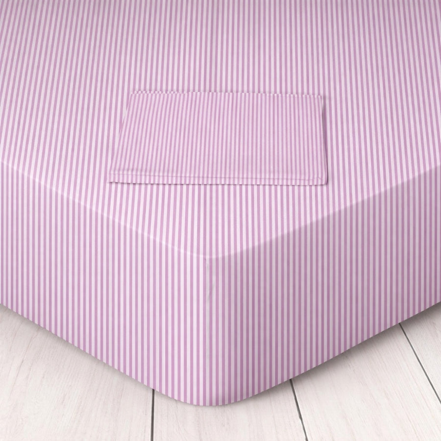 Σεντόνι Υπέρδιπλο 220x250cm Ριγέ Βιολετί 100% Βαμβάκι 026220