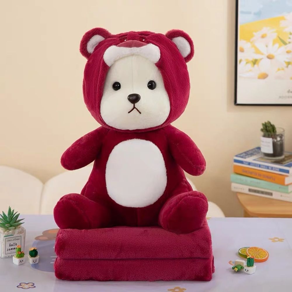 Κουβέρτα Fleece 100x150cm Με Λούτρινο Αρκουδάκι Μπορντό 0611-2