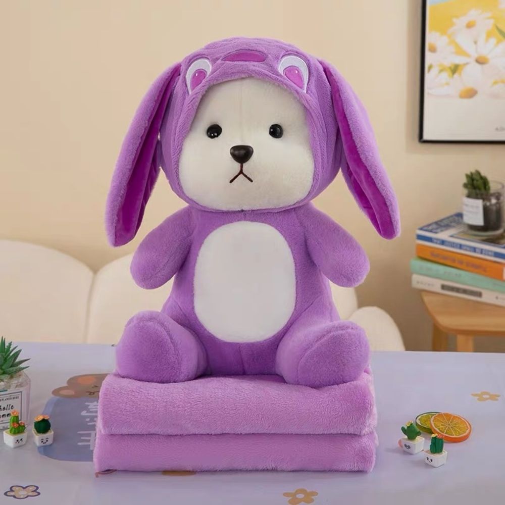 Κουβέρτα Fleece 100x150cm Με Λούτρινο Αρκουδάκι Μωβ 0611-4