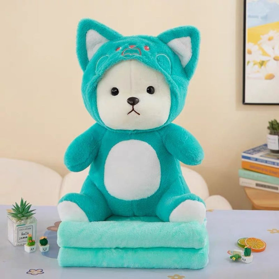 Κουβέρτα Fleece 100x150cm Με Λούτρινο Αρκουδάκι Τιρκουάζ 0611-6 — 1