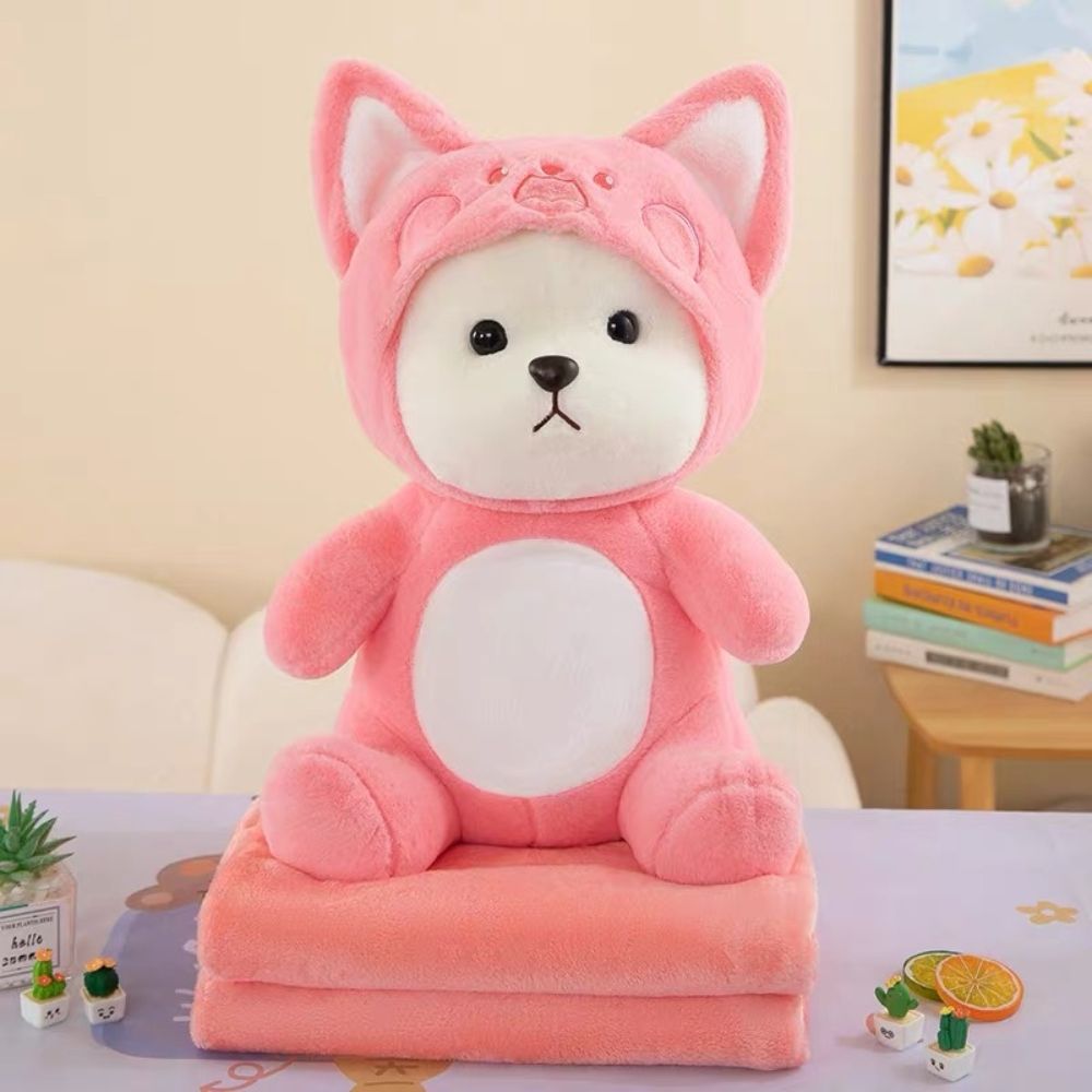 Κουβέρτα Fleece 100x150cm Με Λούτρινο Αρκουδάκι Ροζ 0611-7