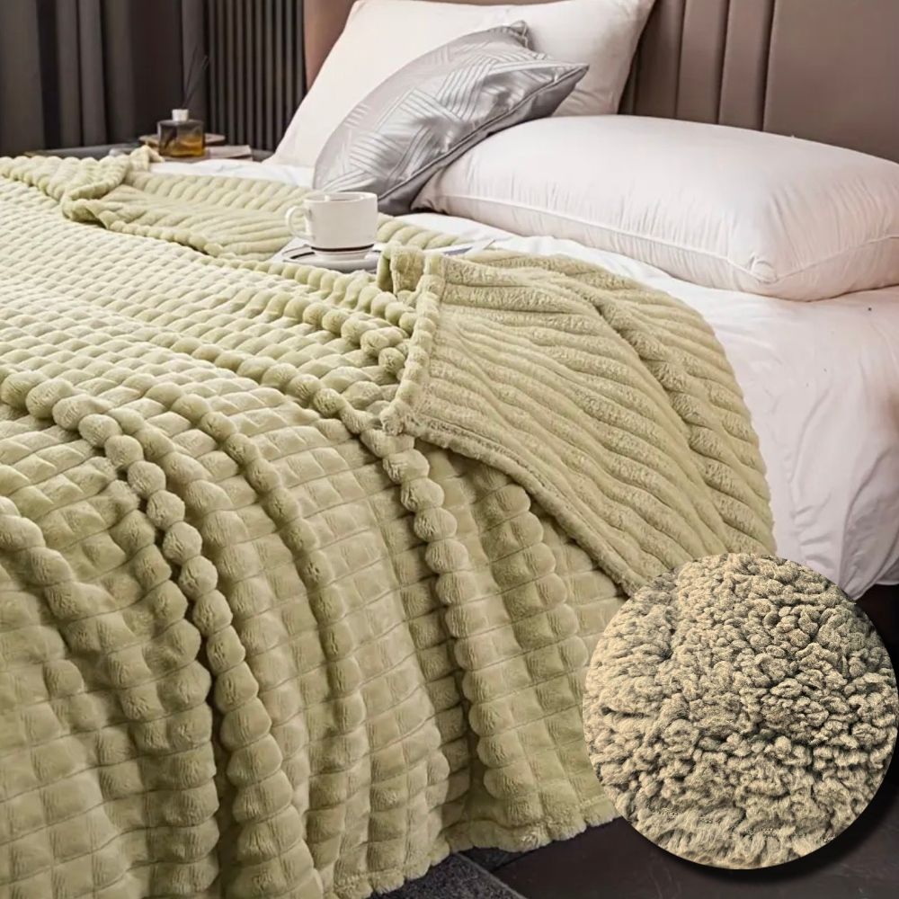 Λαχανί Κουβέρτα Fleece Υπέρδιπλη (220x240) Με Γουνάκι Βάρους 3kg LSHR-02