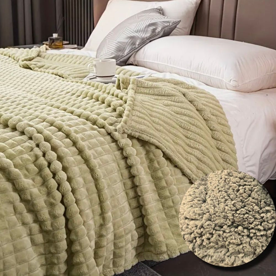 Λαχανί Κουβέρτα Fleece Υπέρδιπλη (220x240) Με Γουνάκι Βάρους 3kg LSHR-02 — 1