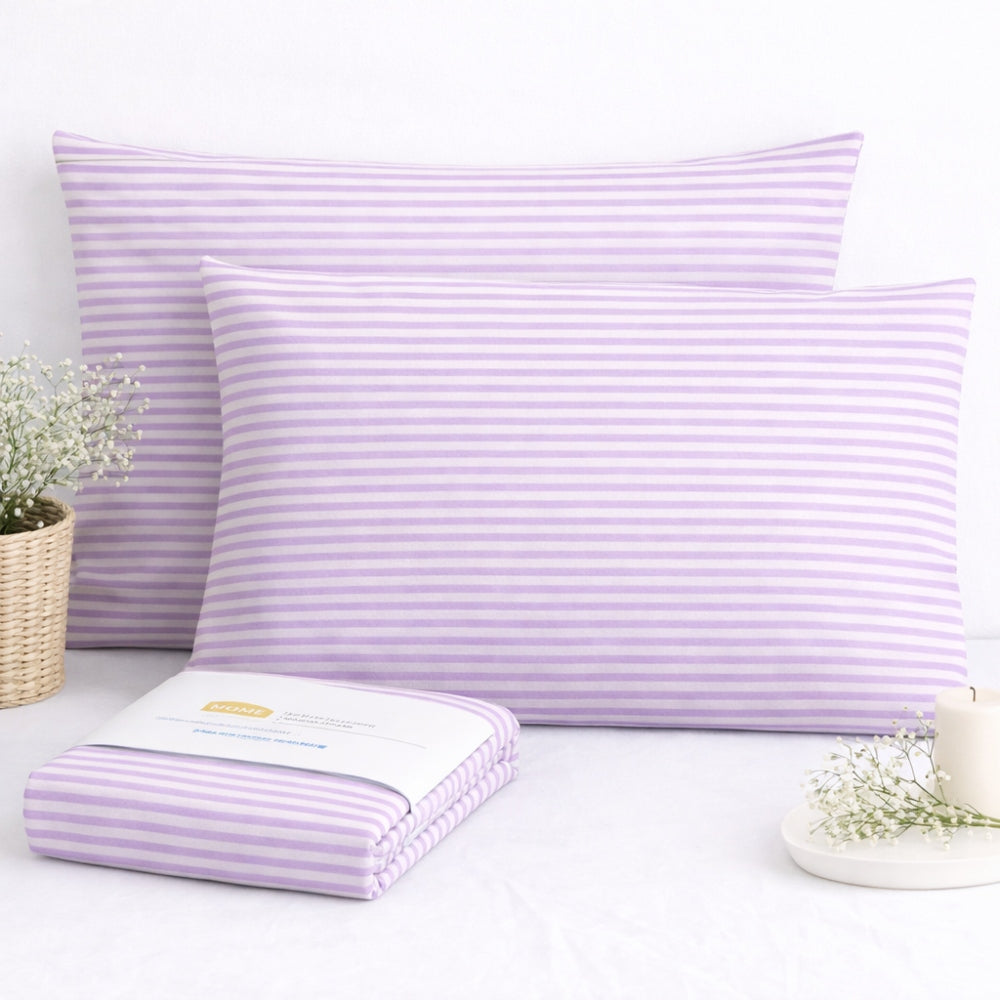 Σετ Ριγέ Βιολετί Μαξιλαροθήκες 50x70cm 100% Βαμβάκι 10014