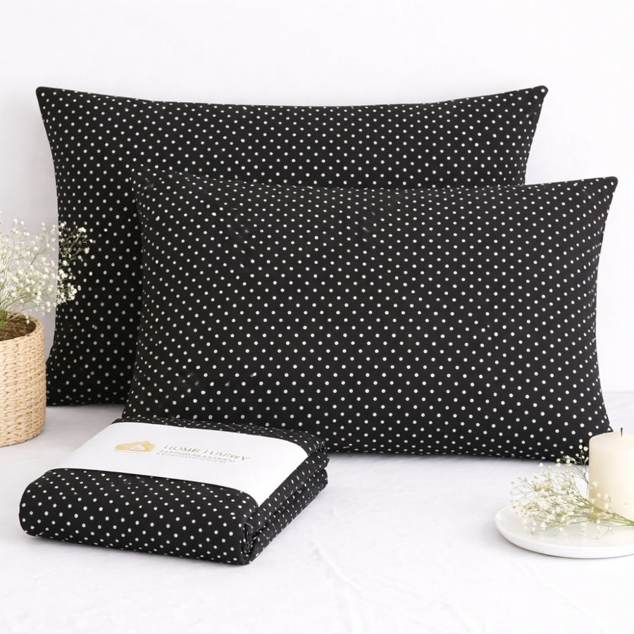 Σετ Πουά Μαύρες Μαξιλαροθήκες 50x70cm 100% Βαμβάκι 10027 — 1
