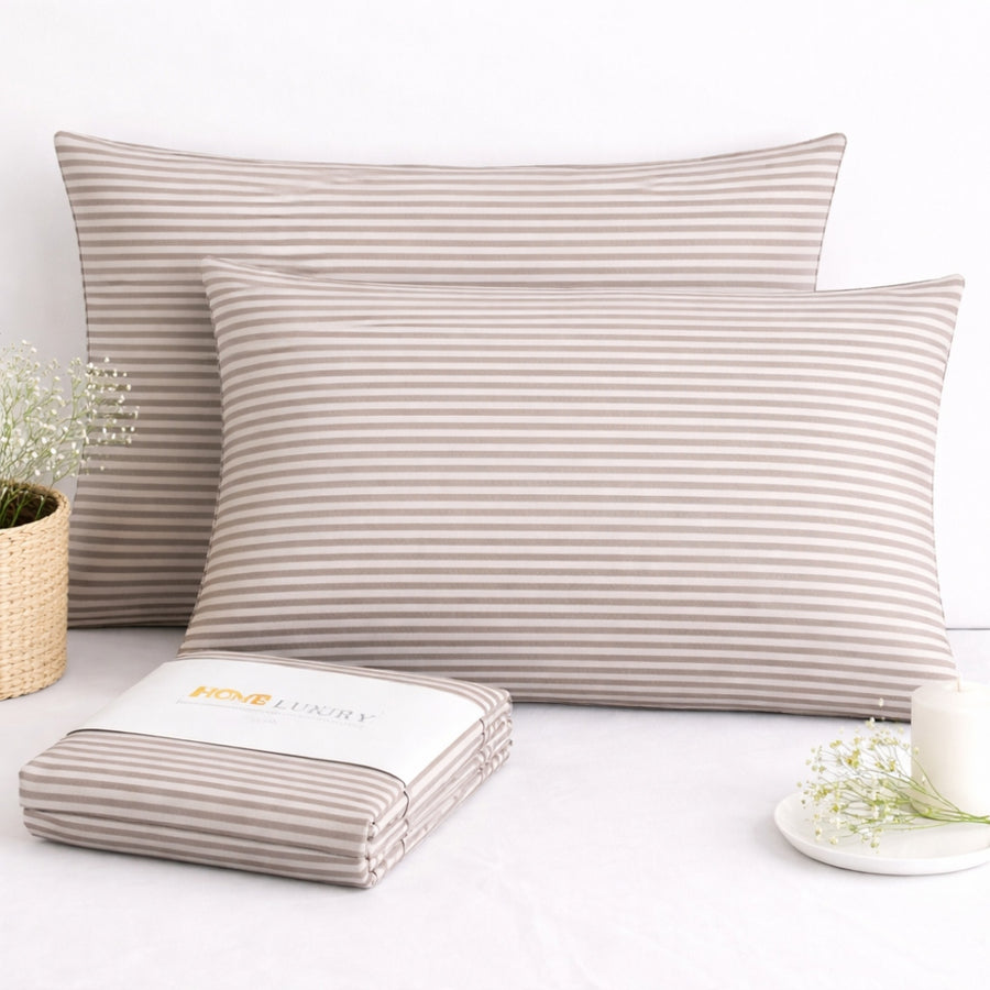 Σετ Ριγέ Σάπιο Μήλο Μαξιλαροθήκες 50x70cm 100% Βαμβάκι 10053