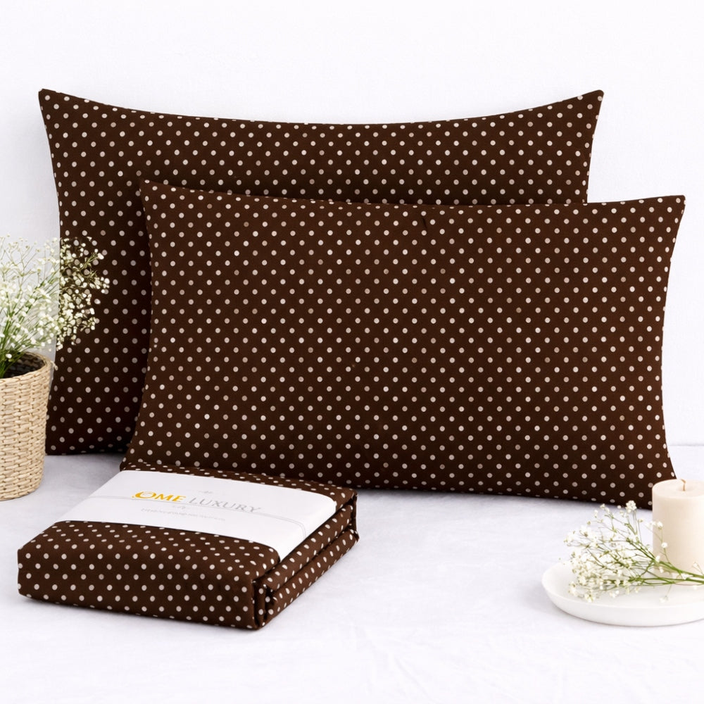 Σετ Πουά Καφέ Μαξιλαροθήκες 50x70cm 100% Βαμβάκι 10073