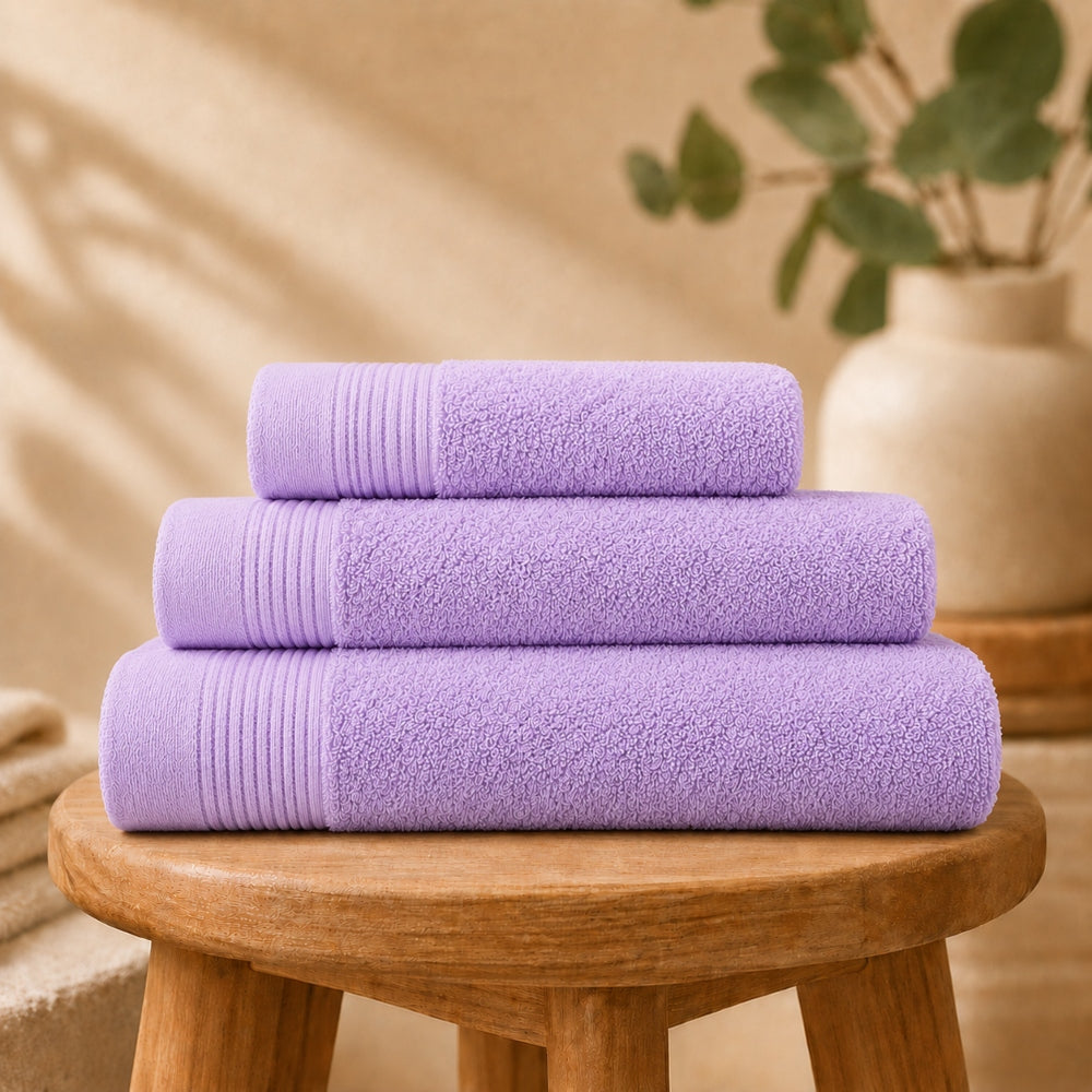 Σετ Πετσέτες 3τμχ 100% Βαμβάκι Πενιέ 530gsm Λιλά ( 30x50, 50x90, 75x150 ) 125-09