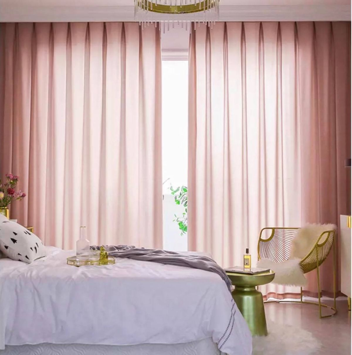 Velour Satin Κουρτίνα Ροζ 80% Σκίασης Με Κρίκο Υ270x2Φ80cm A341-10