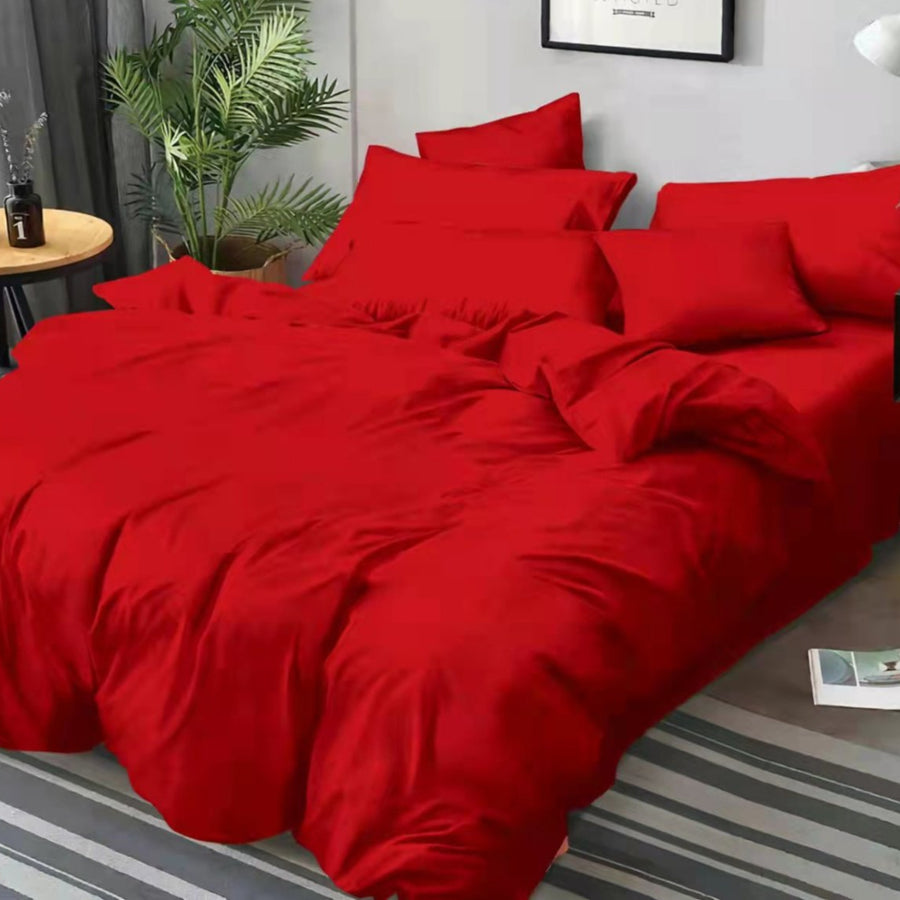 Σετ Σεντόνια Κόκκινο με Λάστιχο 180x200+25 4τμχ Microcotton 405002