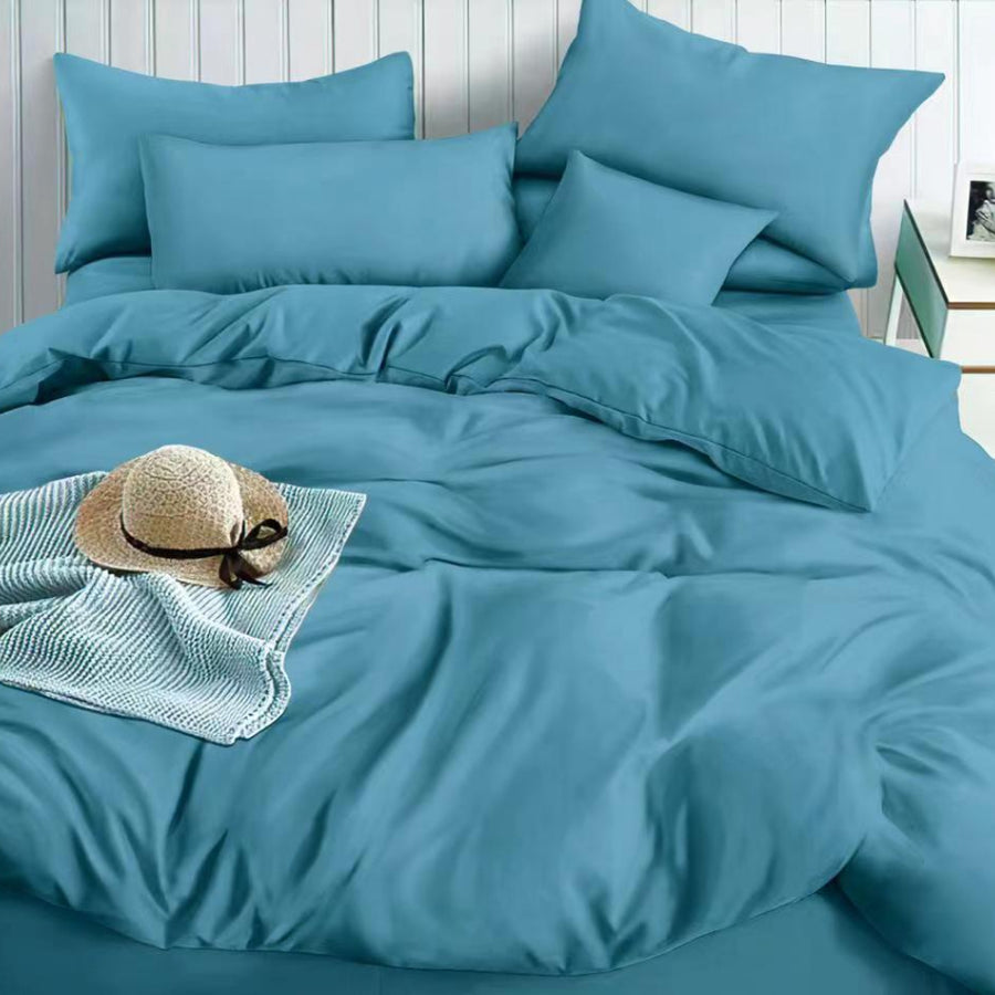 Σετ Παπλωματοθήκη 5τμχ Υπέρδιπλη Mπλε 220x240cm Microcotton 505005 — 1