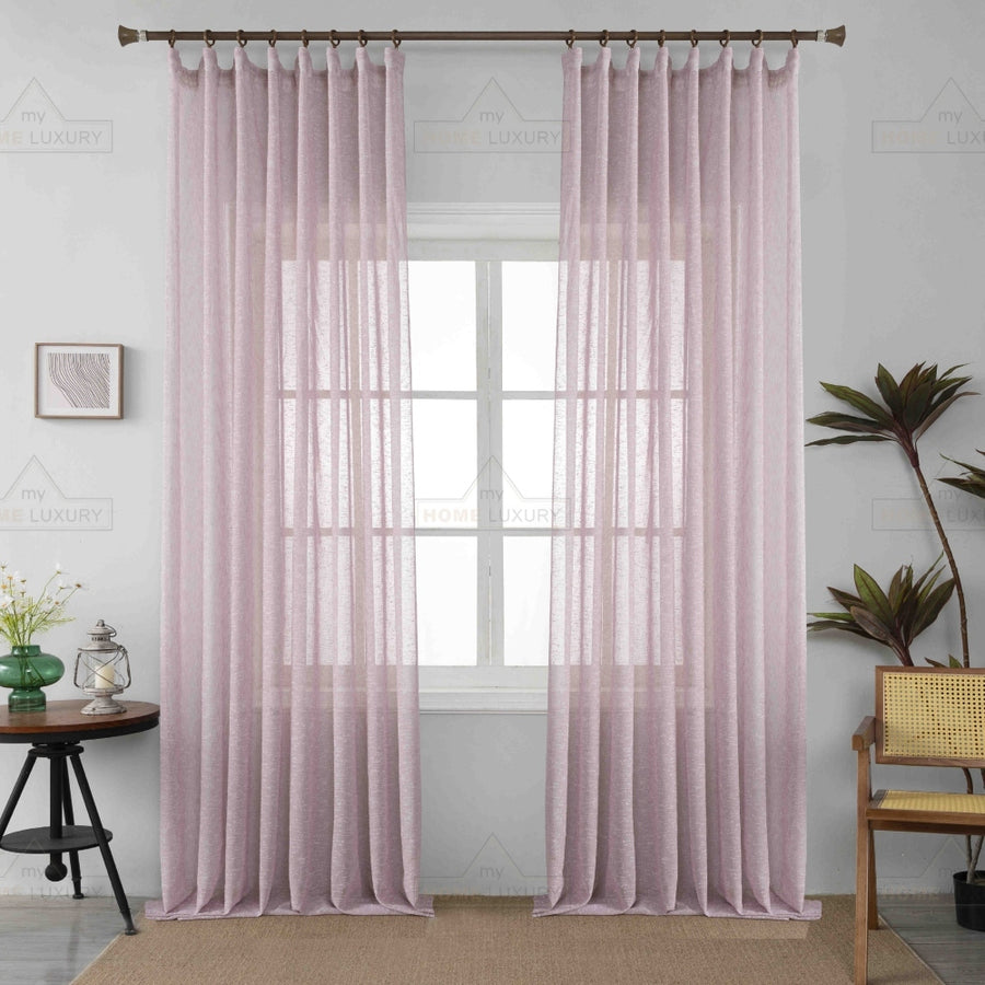 Κουρτίνα Ημιδιάφανη Λινή Ροζ Με Τρέσα 270x300cm 6023-47 — 1
