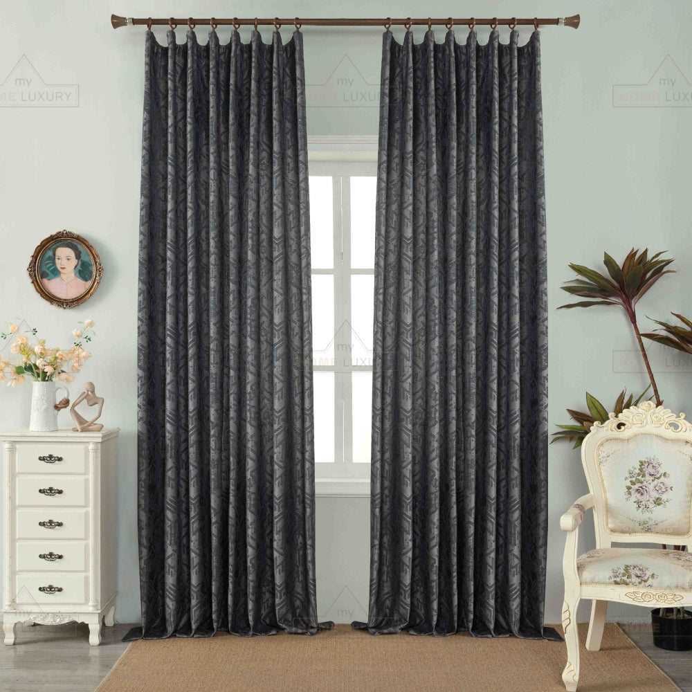 Κουρτίνα Σκίασης Ζακάρ Μαύρη Με Τρέσα 270x290cm 6025-1