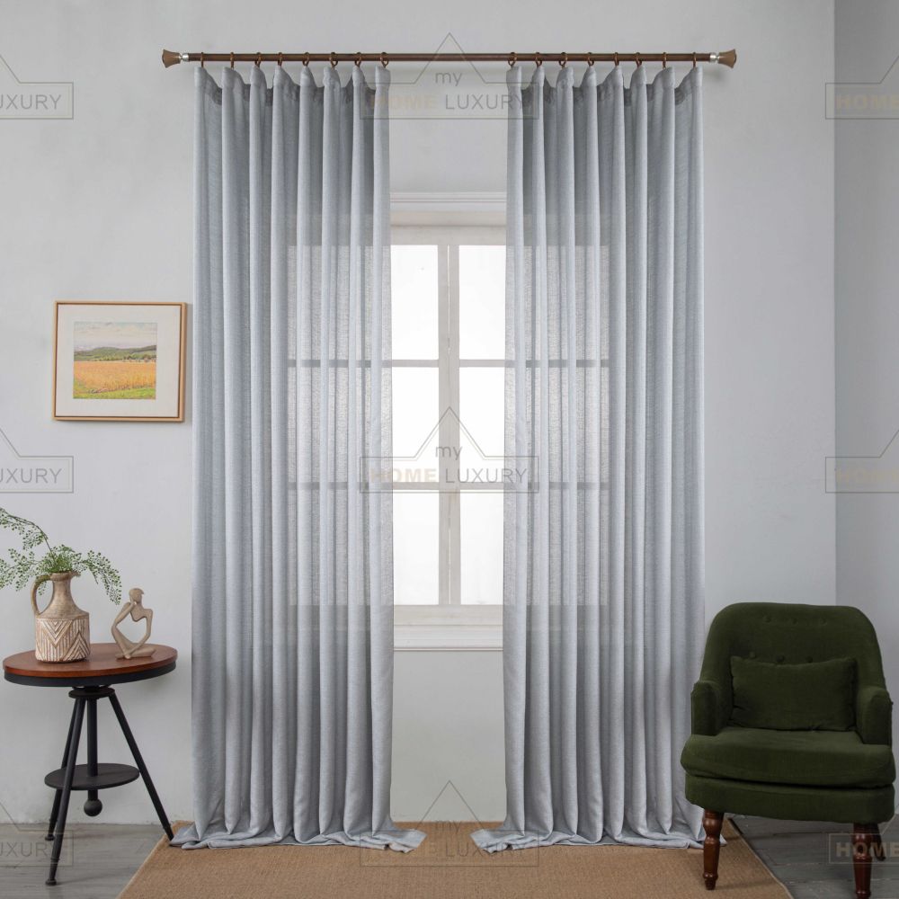 Line Senyl - Κουρτίνα Ημιδιάφανη Γκρι Με Τρέσα Υ270ΧΦ270cm 6036-11