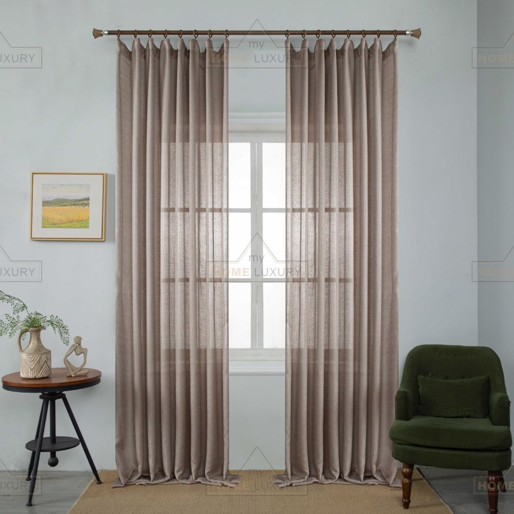 Line Senyl - Κουρτίνα Ημιδιάφανη Καφέ Με Τρέσα Υ270ΧΦ270cm 6036-4