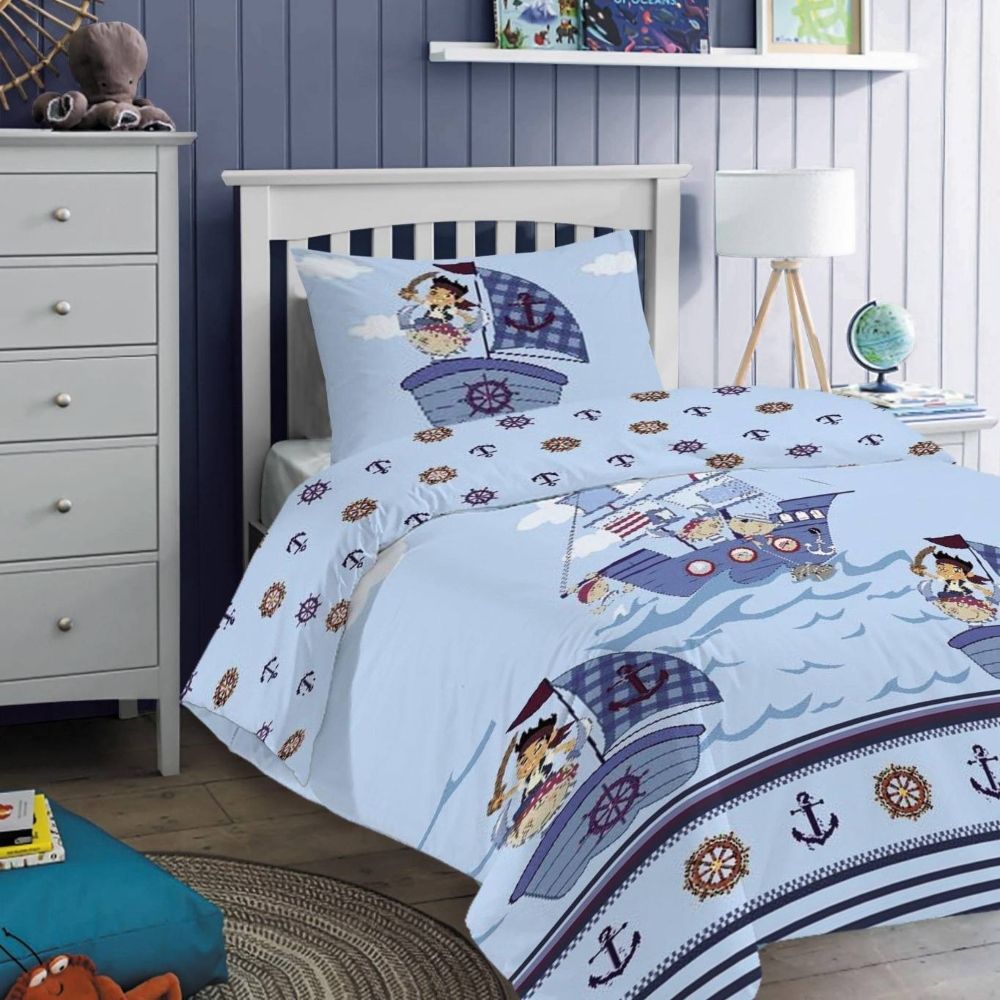 Σετ Σεντόνια Κούνιας Πειρατές 3τμχ 120x160cm 100% Βαμβάκι 71160236-1