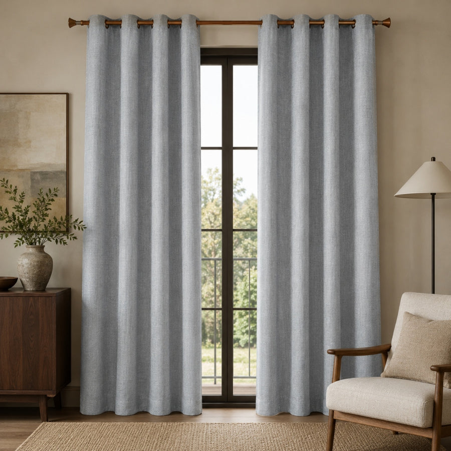 Linen Κουρτίνα Γκρι Ανοιχτό 80% Σκίασης Με Τρέσα Υ2.70ΧΦ2.80cm 786-14 — 1