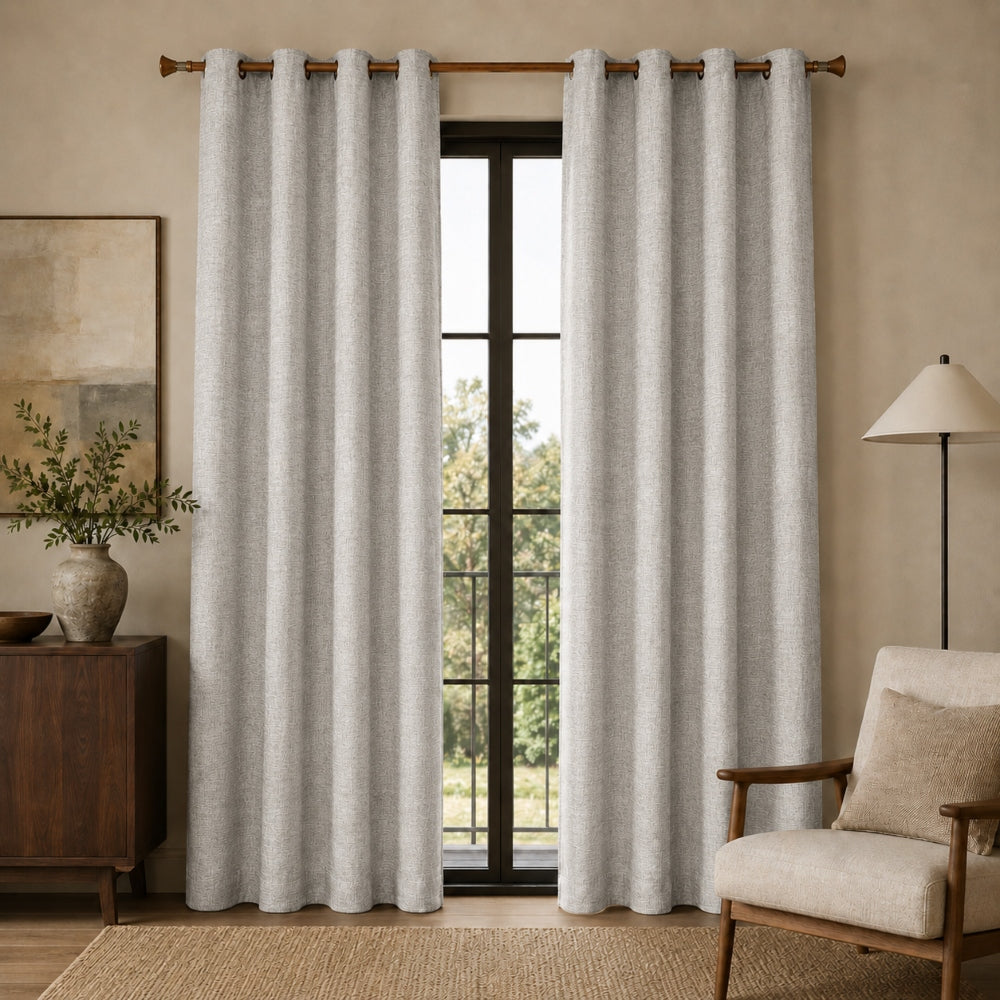 Linen Κουρτίνα Γκρεζ 80% Σκίασης Με Κρίκο Υ2.70ΧΦ2.80cm A786-9
