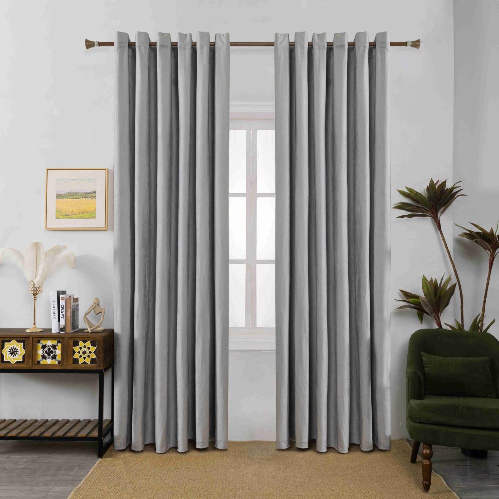 Κουρτίνα Σκίασης Ζακάρ Γκρι Με Κρίκους 270x255cm 8035-11