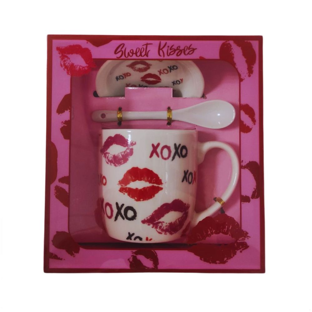 Σετ Κούπα με Πιατάκι Kiss Λευκό 9x8,5cm 81117