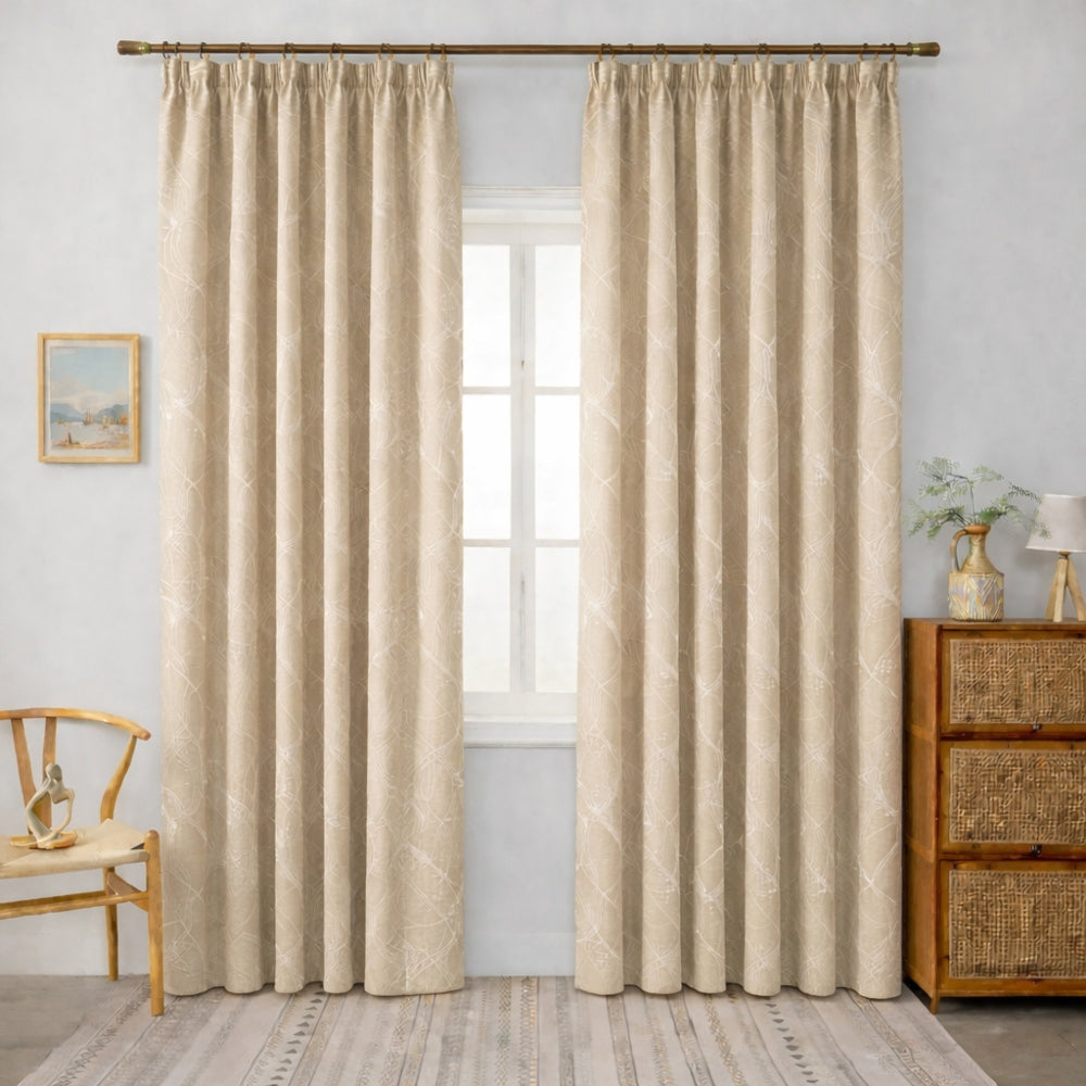 Κουρτίνα Σκίασης Μπέζ Ζακάρ με Τρέσα Y270ΧΦ280cm 841-1