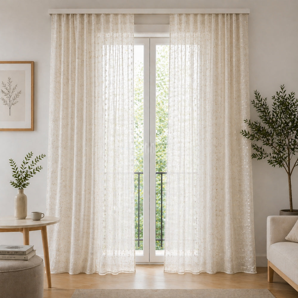 Κουρτίνα Ημιδιάφανη Εκρού Με Τρέσα 270x280cm 845-1