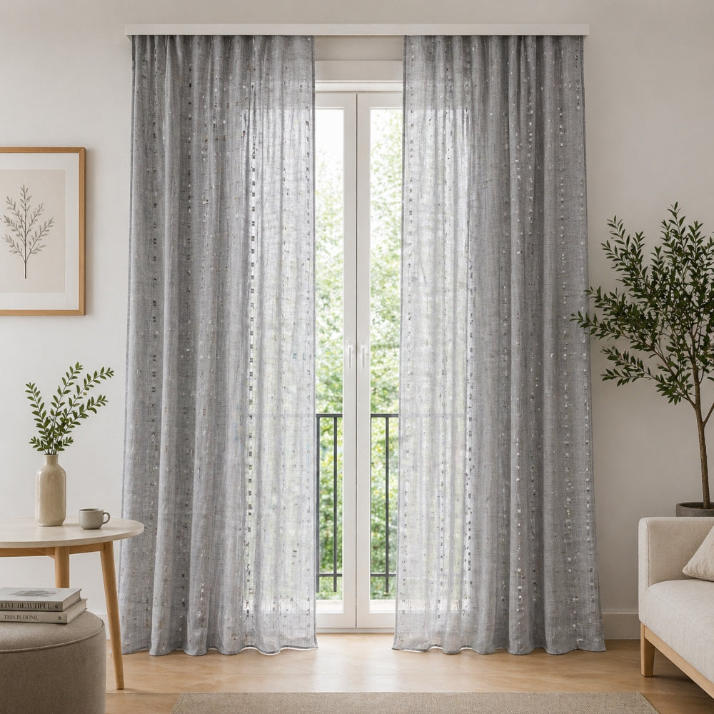 Κουρτίνα Ημιδιάφανη Γκρι Με Τρέσα 270x280cm 845-11