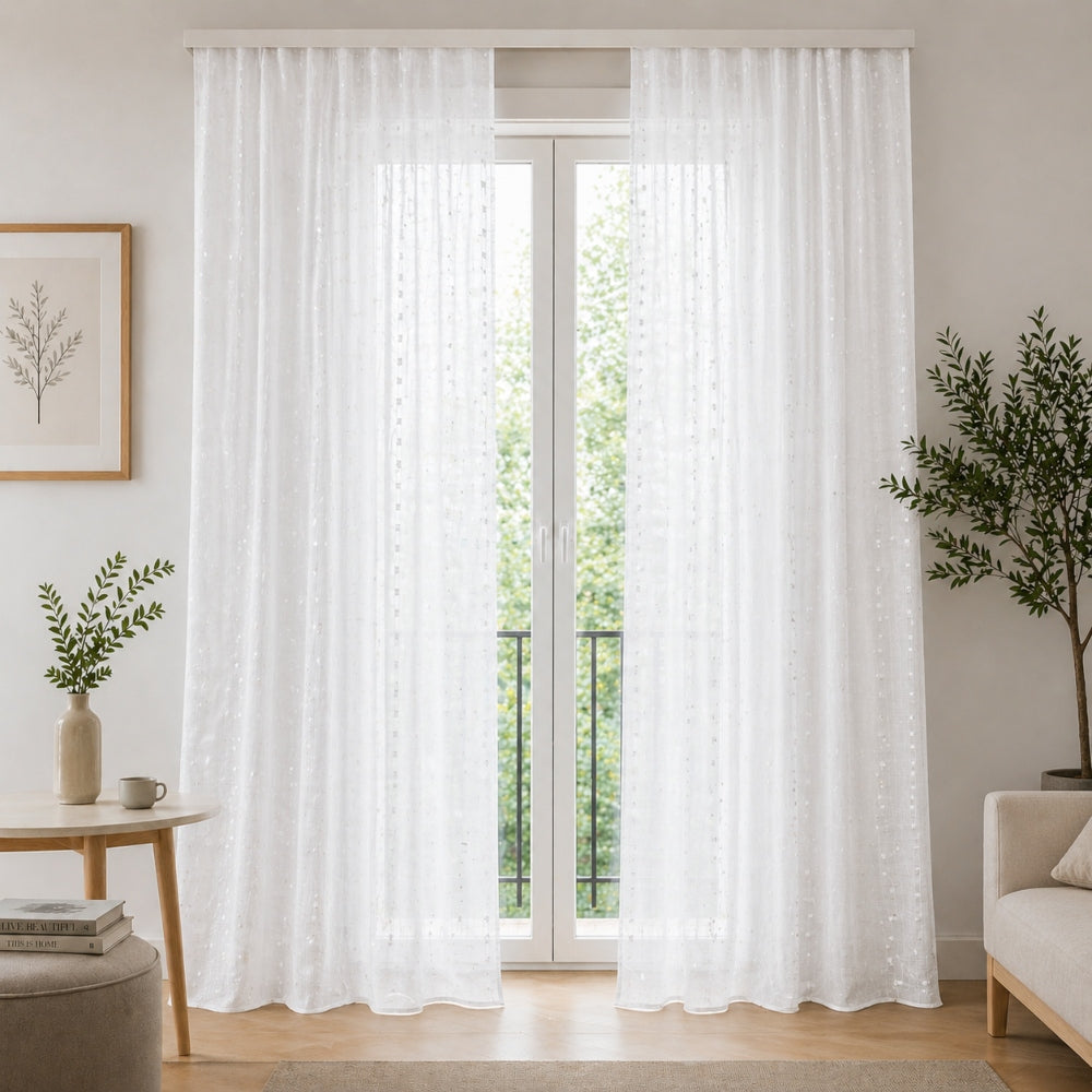 Κουρτίνα Ημιδιάφανη Λευκή Με Τρέσα 270x280cm 845-12