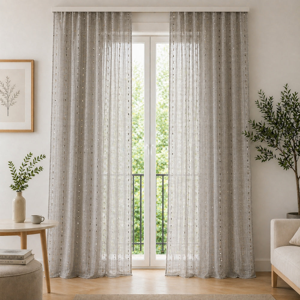 Κουρτίνα Ημιδιάφανη Γκρέζ Με Τρέσα 270x280cm 845-9