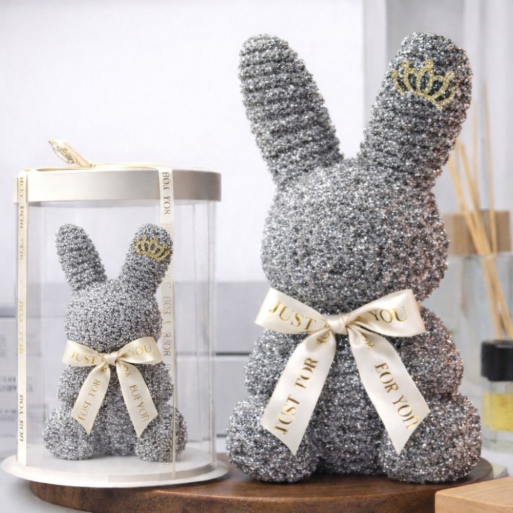 Γκρι Αρκουδάκι Bunny με Σταρ Διακόσμησης με Κουτί Δώρου 22cm 847081