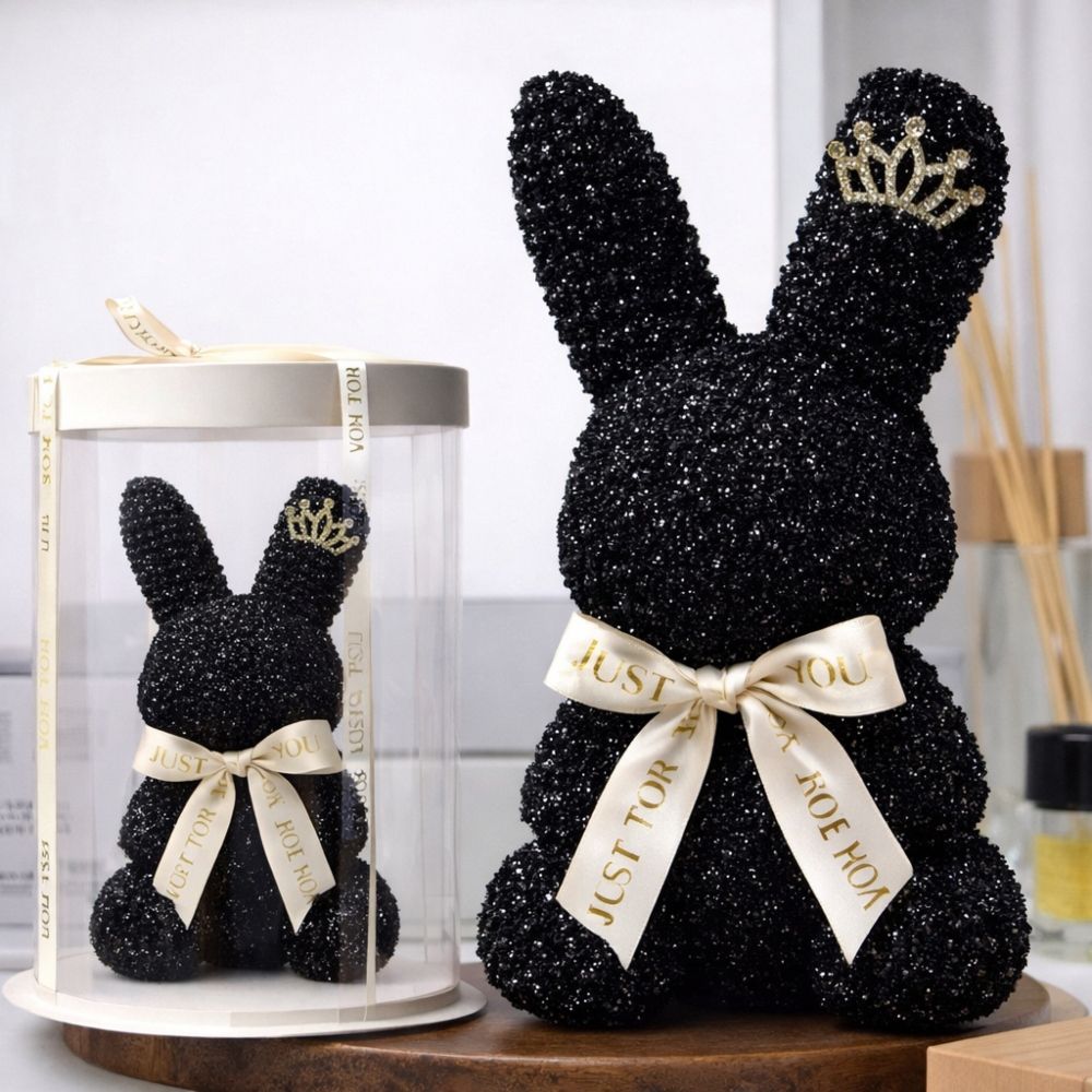 Μαύρο Αρκουδάκι Bunny με Σταρ Διακόσμησης με Κουτί Δώρου 22cm 847083