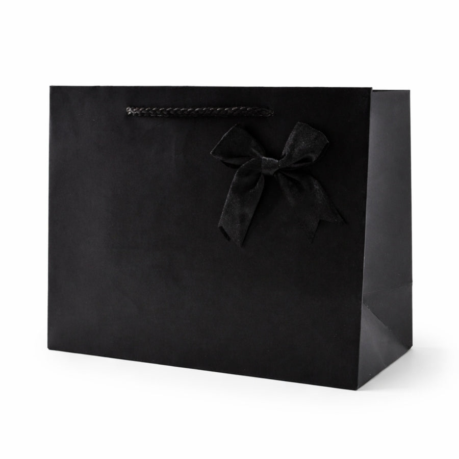 Χάρτινη Σακούλα Δώρου Μαύρη 45x10x32cm με Κορδόνι & Φιόγκο — 1