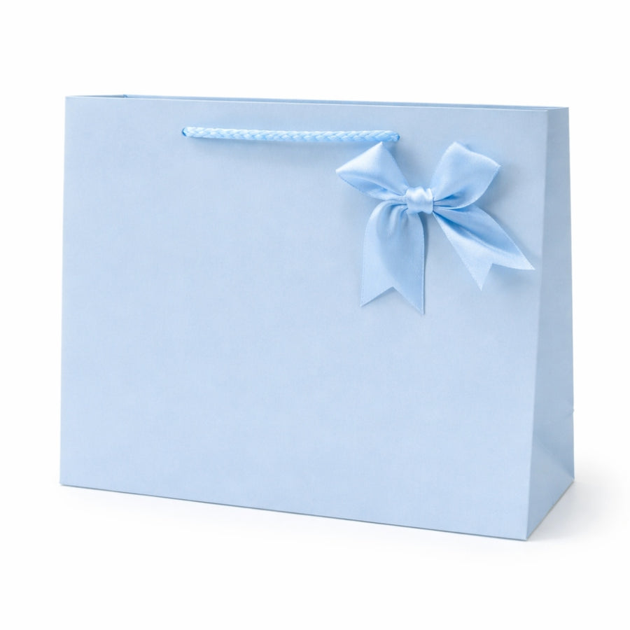 Χάρτινη Σακούλα Δώρου Μπλε 45x10x32cm με Κορδόνι & Φιόγκο — 1