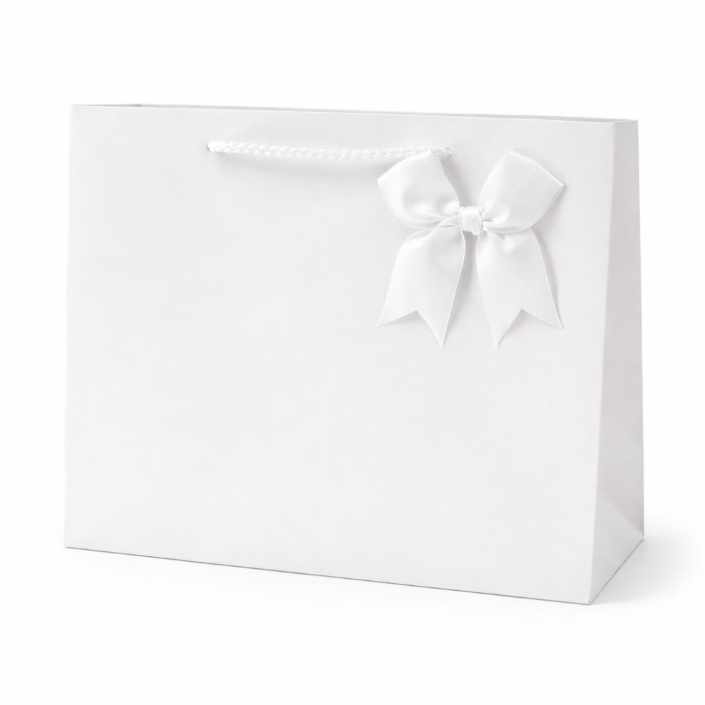 Χάρτινη Σακούλα Δώρου Λευκή 45x10x32cm με Κορδόνι & Φιόγκο
