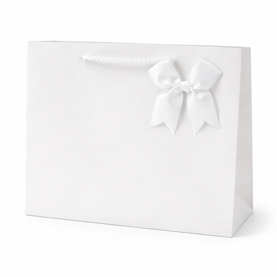 Χάρτινη Σακούλα Δώρου Λευκή 45x10x32cm με Κορδόνι & Φιόγκο — 1