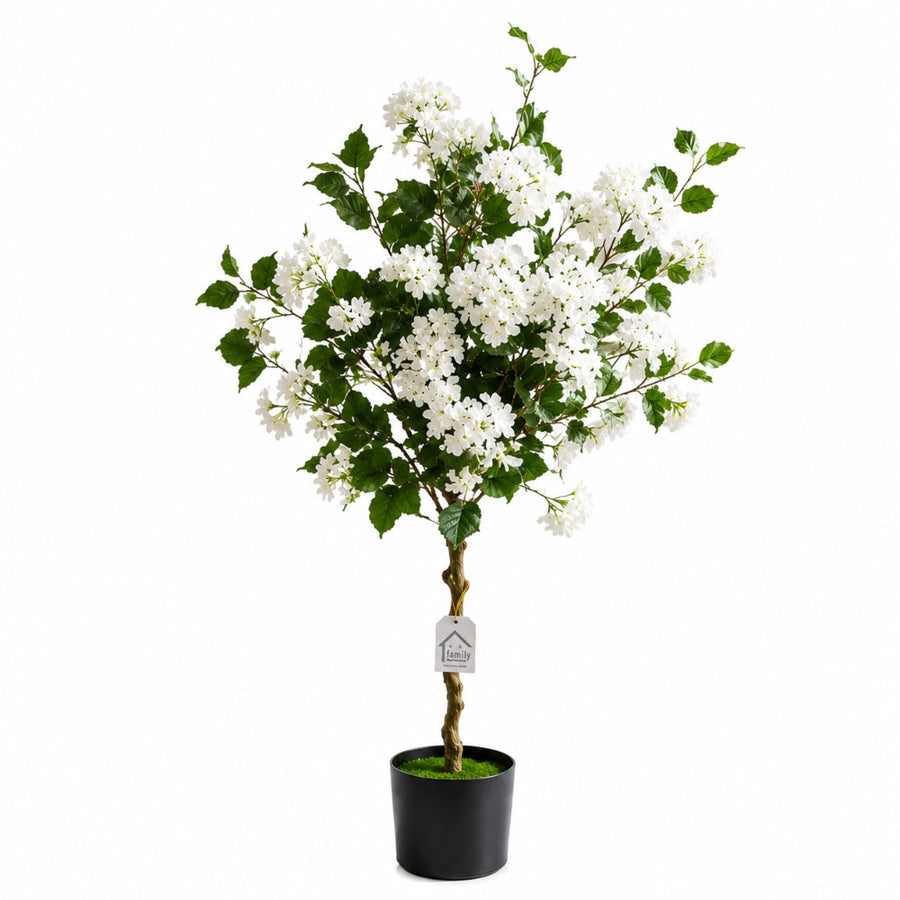 Τεχνητή Ορτανσία Λευκή σε Γλάστρα 140cm 88325-1 — 1