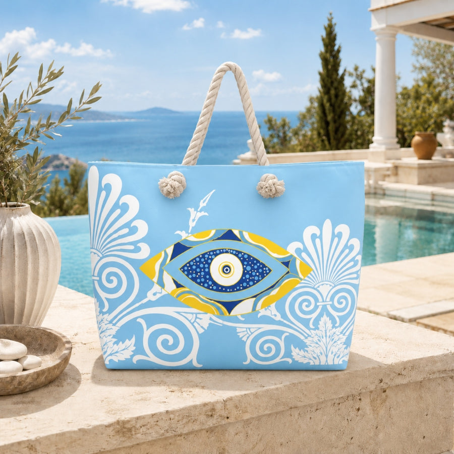 Τσάντα Θαλάσσης 30x40cm με Μεσογειακό Γαλάζιο Μοτίβο 88384-2 — 1