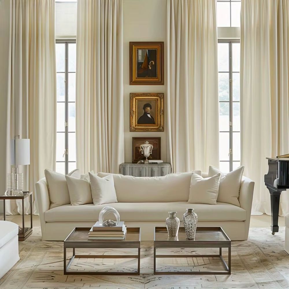 Κουρτίνα Βελούδινη Εκρού με Τρέσα 270x280cm 910-12