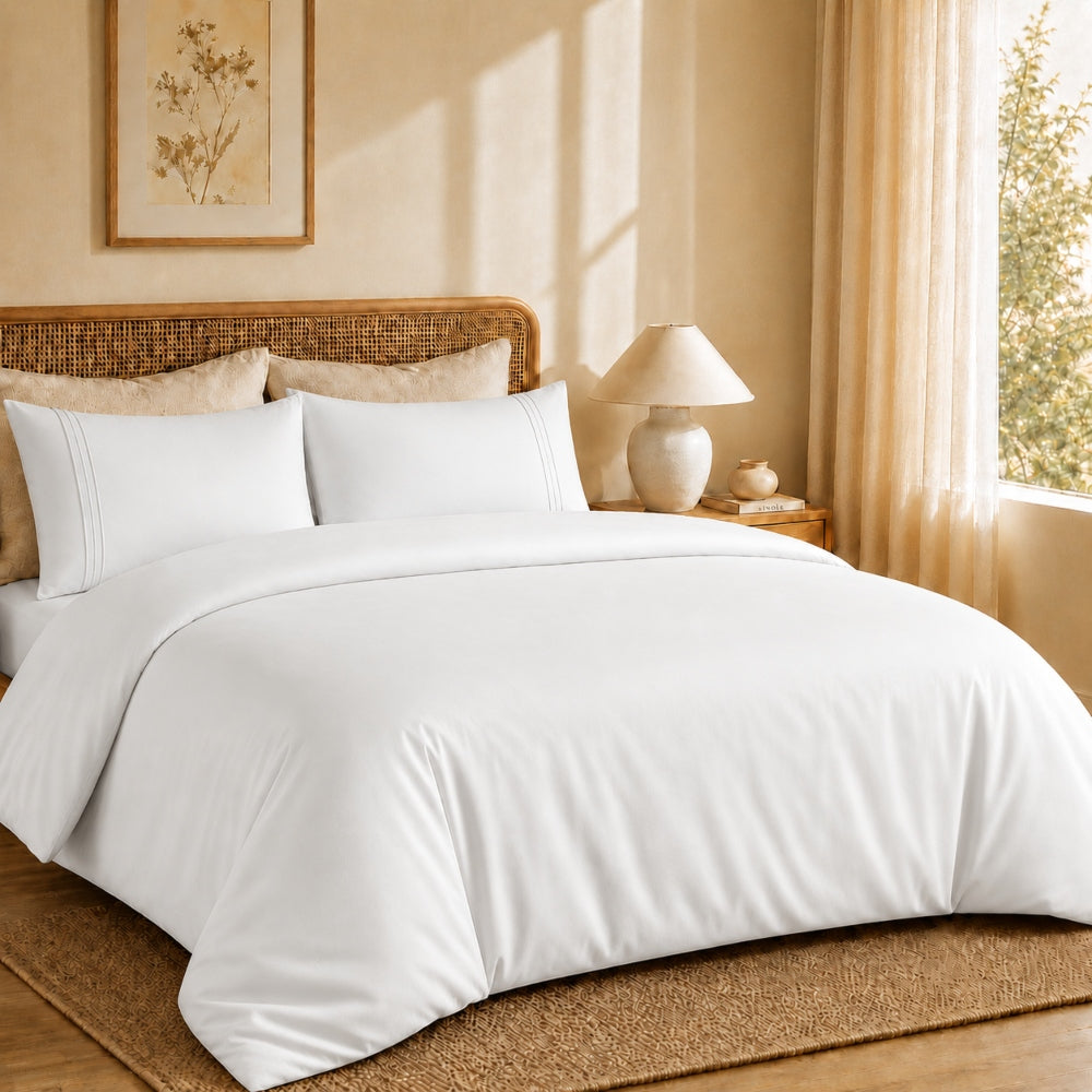 Σετ Σεντόνια Υπέρδιπλα Λεύκο Με Λάστιχο 180x200+30cm 4τμχ Microcotton 912-8