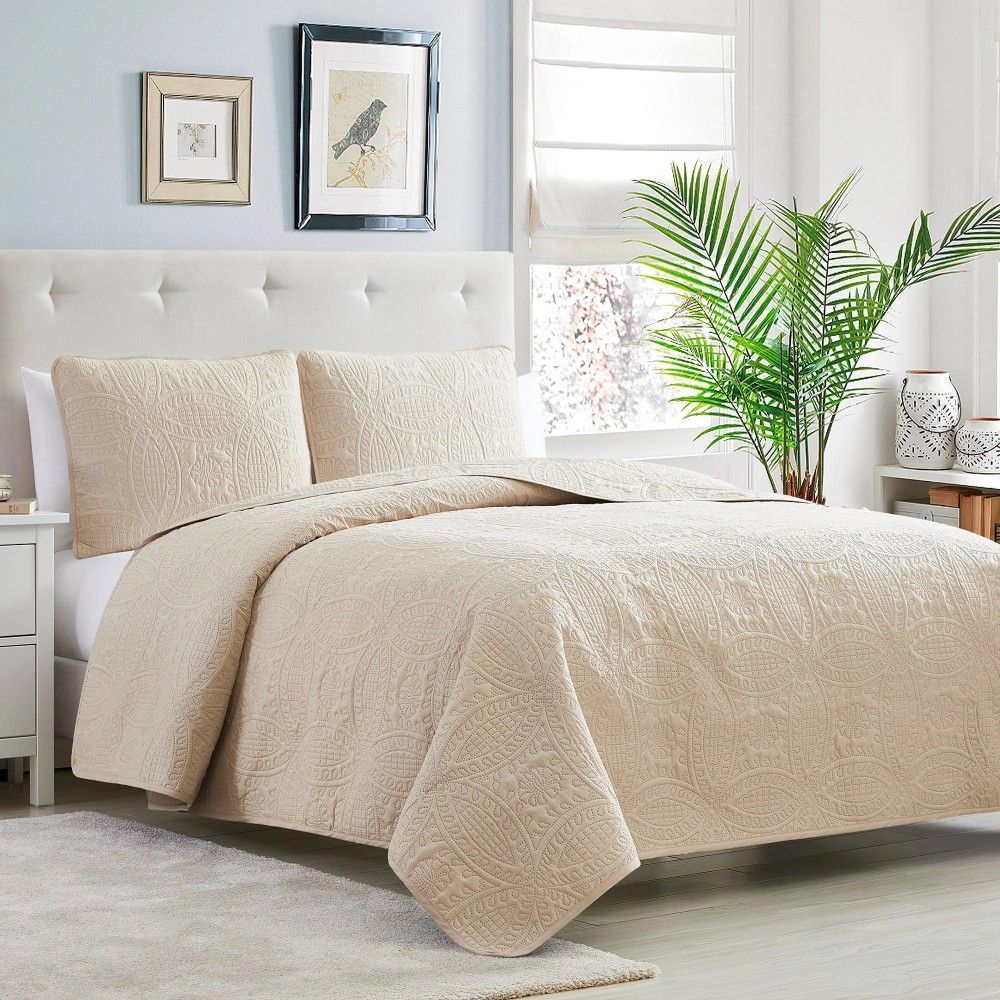 Σετ Κουβερλί 3τμχ Εκρού 100% Microcotton 220X240cm 96408