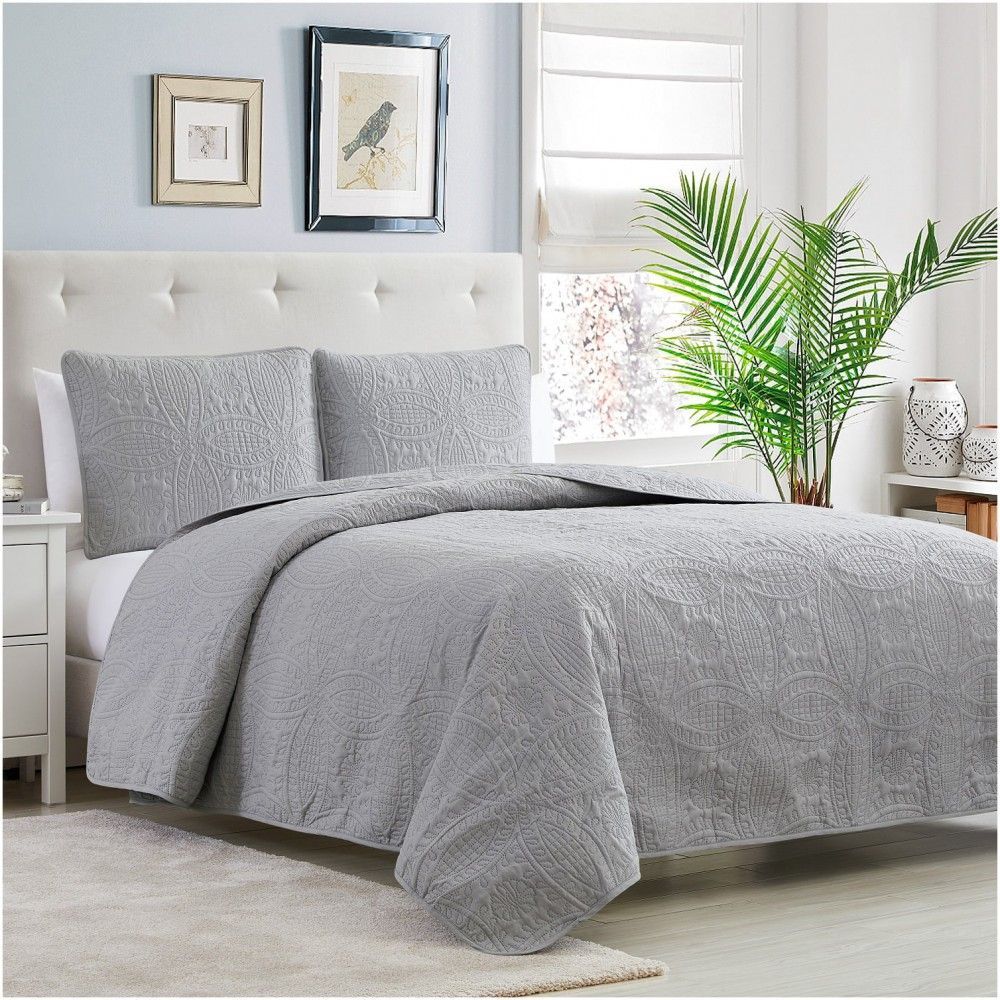 Σετ Κουβερλί 3τμχ Γκρι Ανοιχτό 100% Microcotton 220X240cm 96411
