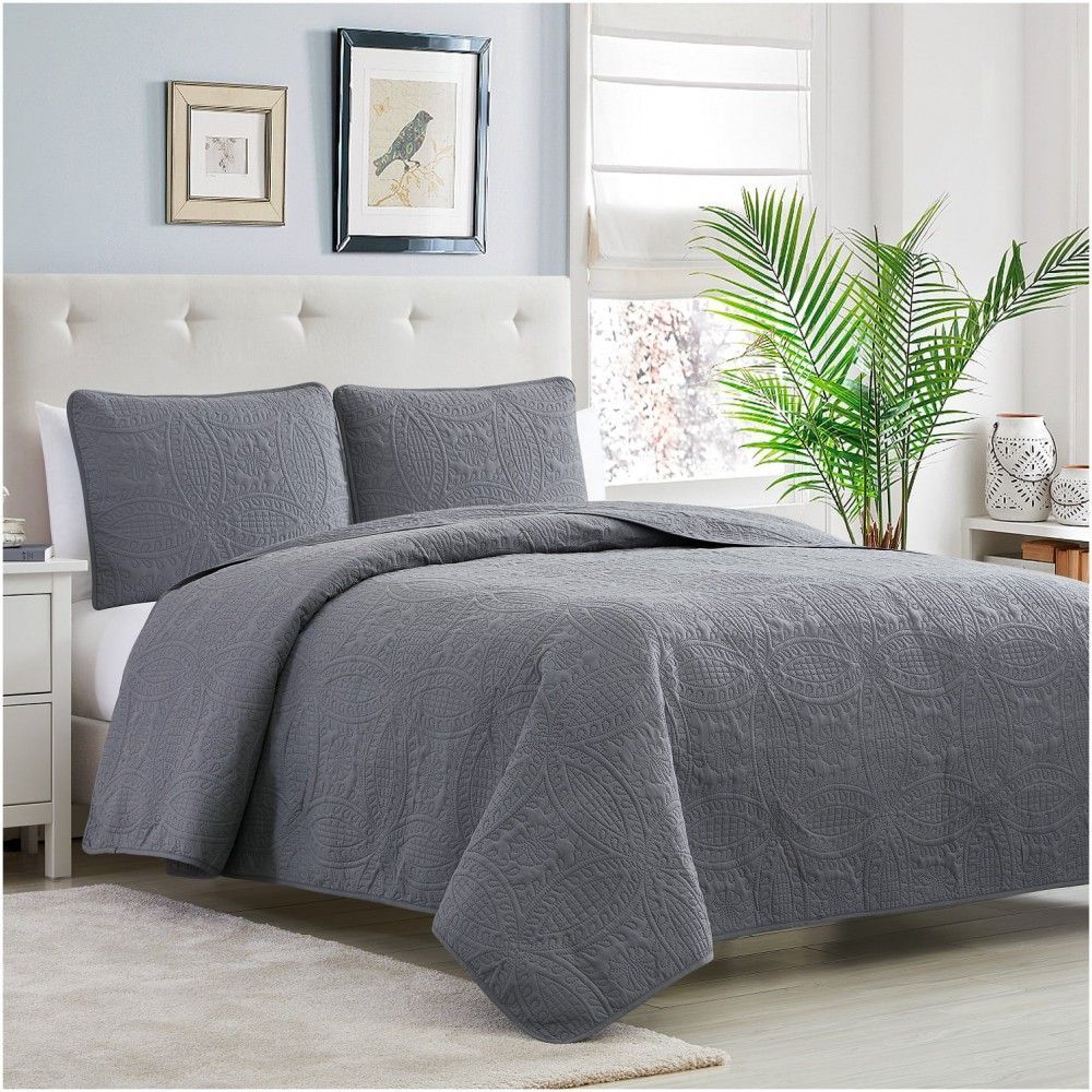 Σετ Κουβερλί 3τμχ Γκρι Σκούρο 100% Microcotton 220X240cm 96416