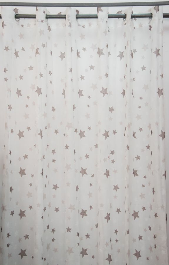 Kids Stars Brown Κουρτίνα Λινή Με Κρίκο Υ260xΦ280cm A418-4 — 1
