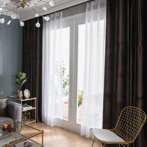 Velour Soft Κουρτίνα Σκίασης Σκούρο Καφέ Με Τρέσα Υ270xΦ280cm 596-13 — 1